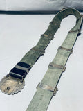 Tom Henry Vintage Native American Navajo Turquoise Inlay Sterling Silver Concho Belt