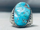 Robert Leekya Native American Zuni Channel Sleeping Beauty Turquoise Sterling Silver Ring-Nativo Arts