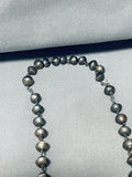 Gasp! Very Early Vintage Native American Navajo Turquoise Sterling Silver Rosary Necklace-Nativo Arts