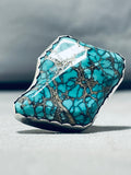 One Of The Craziest Vintage Native American Navajo Spiderweb Turquoise Sterling Silver Ring-Nativo Arts