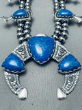 Gorgy Vintage Southwest Denim Lapis Sterling Silver Squash Blossom Necklace-Nativo Arts