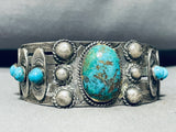 Native American Early 1900's Vintage Navajo Turquoise Sterling Silver Bracelet Old-Nativo Arts