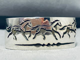 Spectacular Native American Navajo Sterling Silver Horses Bracelet Signed-Nativo Arts