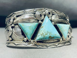 Triangular Turquoise!! Native American Navajo Sterling Silver Bracelet- Gasp!!-Nativo Arts