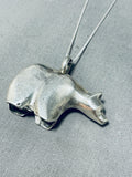 Whimsical Vintage Native American Navajo Sterling Silver Brownbear Necklace-Nativo Arts