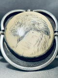 Most Intricate Hand Carved Lion Vintage Native American Navajo Sterling Silver Bracelet-Nativo Arts