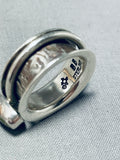 Impressive Vintage Native American Navajo Damale Turquoise Sterling Silver Double Ring-Nativo Arts