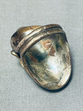 Old Powerful Heavy Vintage Native American Navajo Turquoise Sterling Silver Ring-Nativo Arts
