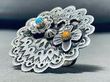 One Of The Most Unique Ever Native American Navajo Flower Turquoise Sterling Silver Ring-Nativo Arts