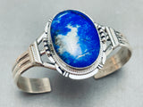 Rare Vintage Native American Navajo Lapis Sterling Silver Bracelet Cuff-Nativo Arts