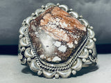 Joe Tso (d) Vintage Native American Navajo White Water Agate Sterling Silver Bracelet Cuff-Nativo Arts