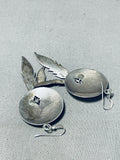 Native American Brilliant Vintage Morenci Turquoise Sterling Silver Shield Earrings-Nativo Arts