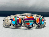 Hearts Of Inlay Vintage Turquoise Sterling Silver Bracelet Cuff-Nativo Arts