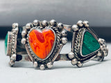 Heart Of Spiny Vintage Native American Navajo Sterling Silver Bracelet Cuff Old-Nativo Arts