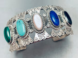 Butterfly Concho Vintage Native American Navajo Turquoise Lapis Sterling Silver Bracelet-Nativo Arts