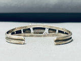 Dropdead Gorgeous Vintage Native American Navajo Lapis Heart Sterling Silver Bracelet-Nativo Arts