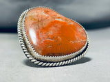 Massive Vintage Native American Navajo Agate Sterling Silver Heart Ring-Nativo Arts