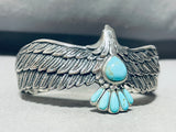 Native American Highly Detailed Southwest Eagle Vintage Sterling Silver Turquoise Bracelet-Nativo Arts