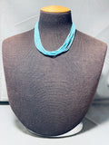 Cute Native American Navajo Turquoise Tubule Sterling Silver Necklace-Nativo Arts