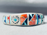 6.5-inch Wrist, Unique Inlay Vintage Native American Navajo Sterling Silver Bracelet-Nativo Arts