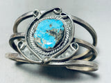 Beautiful Vintage Native American Navajo Huge Gilbert Turquoise Sterling Silver Bracelet-Nativo Arts