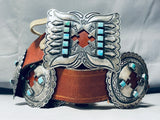 781 Grams Vintage Native American Navajo Turquoise Sterling Silver Concho Belt-Nativo Arts