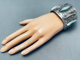 124 Grams Native American Kewa Green Turquoise Sterling Silver Bracelet Cuff-Nativo Arts