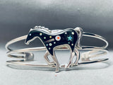 Prancing Horse Vintage Southwest Inlay Sterling Silver Bracelet-Nativo Arts
