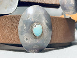 Quality Hand Tooled Vintage Native American Navajo Sterling Silver Turquoise Concho Belt Old-Nativo Arts