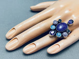 One Of Best Native American Navajo Amethyst Sterling Silver Ring Signed Sharon Sandoval-Nativo Arts