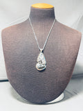 Extraordinary Native American Navajo White Buffalo Sterling Silver Necklace-Nativo Arts