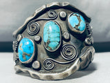 115 Grams Mens Vintage Native American Navajo Turquoise Sterling Silver Bracelet-Nativo Arts