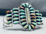 Danny Benally Native American Navajo Green Turquoise Cluster Sterling Silver Bracelet-Nativo Arts