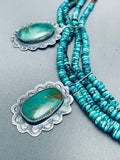 Mind Boggling Native American Navajo Turquoise Sterling Silver Heishi Necklace-Nativo Arts