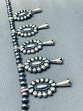 Womens Authentic Vintage Native American Navajo Sterling Silver Squash Blossom Necklace-Nativo Arts
