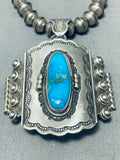 One Of The Finest Native American Navajo Turquoise Sterling Silver Coil Necklace-Nativo Arts
