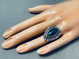 Important Vintage Native American Navajo Lone Mountain Turquoise Sterling Silver Ring