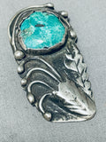 Magnificent Vintage Native American Navajo Green Kingman Turquoise Sterling Silver Pendant-Nativo Arts