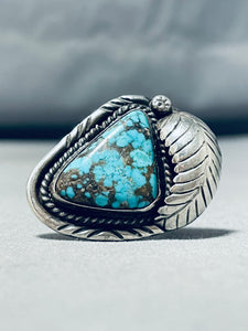 Awesome Vintage Native American Navajo #8 Turquoise Mine Sterling Silver Ring-Nativo Arts