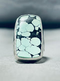 Stunning Native American Navajo Green Waterweb Turquoise Sterling Silver Immense Ring-Nativo Arts