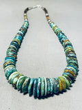 Riveting Native American Navajo Flat Turquoise Heishi Sterling Silver Necklace-Nativo Arts