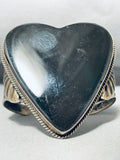 One Of A Kind Vintage Native American Navajo Black Onyx Sterling Silver Heart Bracelet-Nativo Arts