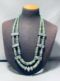 One Of The Most Insane Vintage Native American Navajo Green Turquoise Sterling Silver Necklace-Nativo Arts