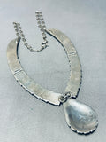 Native American Dynamic Vintage Santo Domingo Kingman Turquoise Sterling Silver Necklace-Nativo Arts