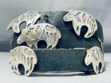 Completely Hand Tooled Vintage Native American Navajo Sterling Silver Brownbear Concho Belt-Nativo Arts