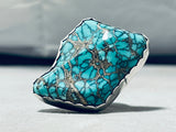 One Of The Craziest Vintage Native American Navajo Spiderweb Turquoise Sterling Silver Ring-Nativo Arts