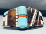 Somebody Famous Vintage Native American Navajo Turquoise Inlay Sterling Silver Bracelet-Nativo Arts