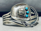 Cowboy Hat Rodeo! Native American Navajo Turquoise Sterling Silver Bracelet-Nativo Arts