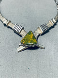 George Nusie Henry Vintage Native American Navajo Green Turquoise Sterling Silver Necklace-Nativo Arts