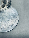 Native American Gasp! Vintage Navajo Sterling Silver Geomtric Squash Blossom Necklace-Nativo Arts